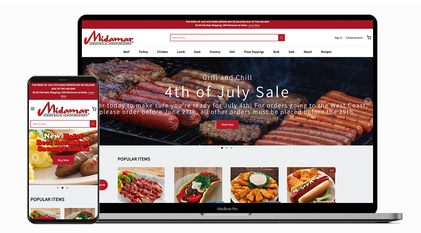 A image of the web design for Midamar Halal