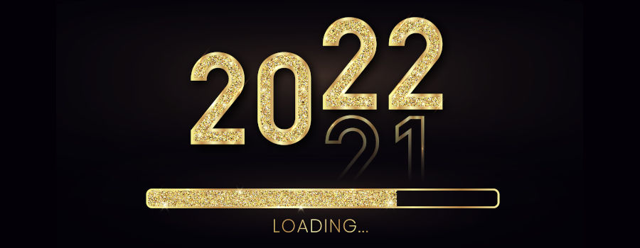 Digital graphics slider showing 2021 turning to 2022