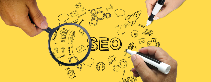 A graphic illustrating the many components of SEO