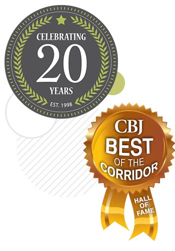 CBJ Best of the Corridor Ribbon and the Informatics 20 Years badge