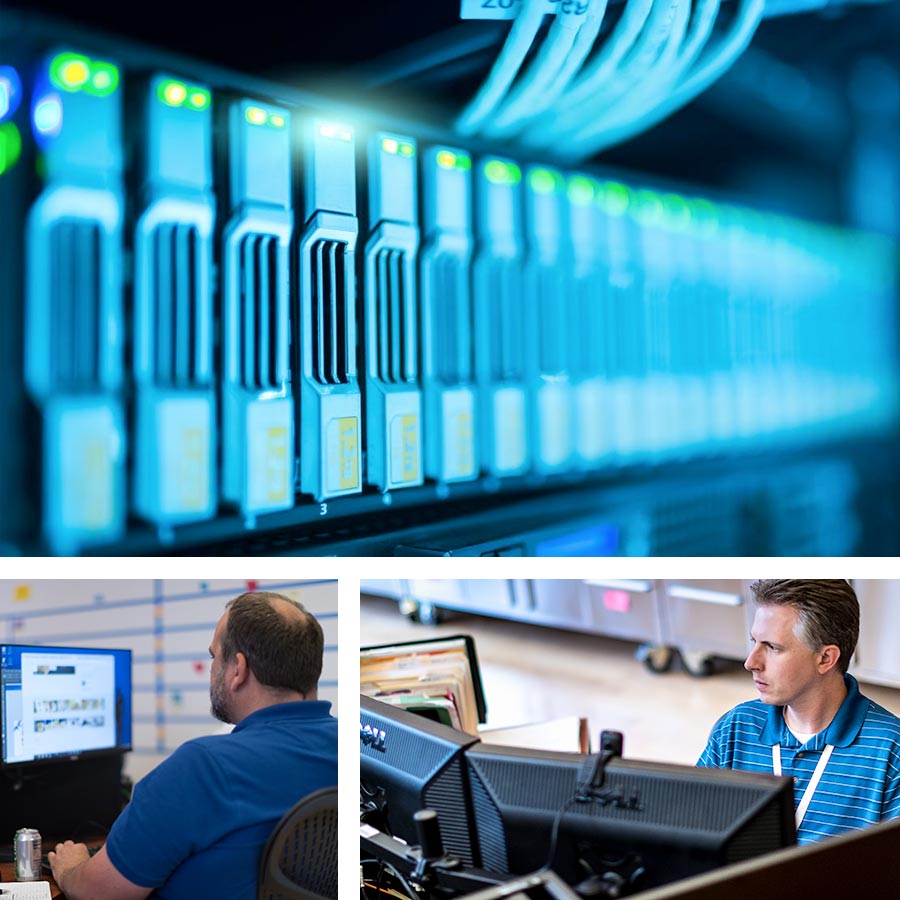 Progressive hosting technology and team members working