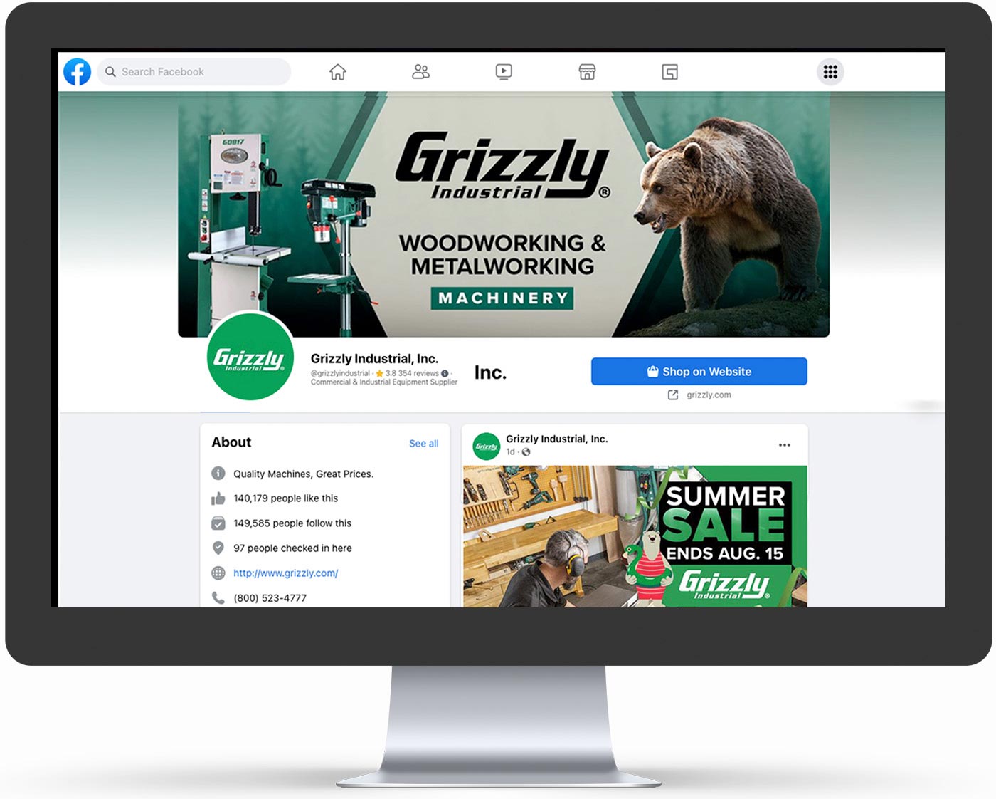 An image of the Grizzly Industrial Facebook social media page