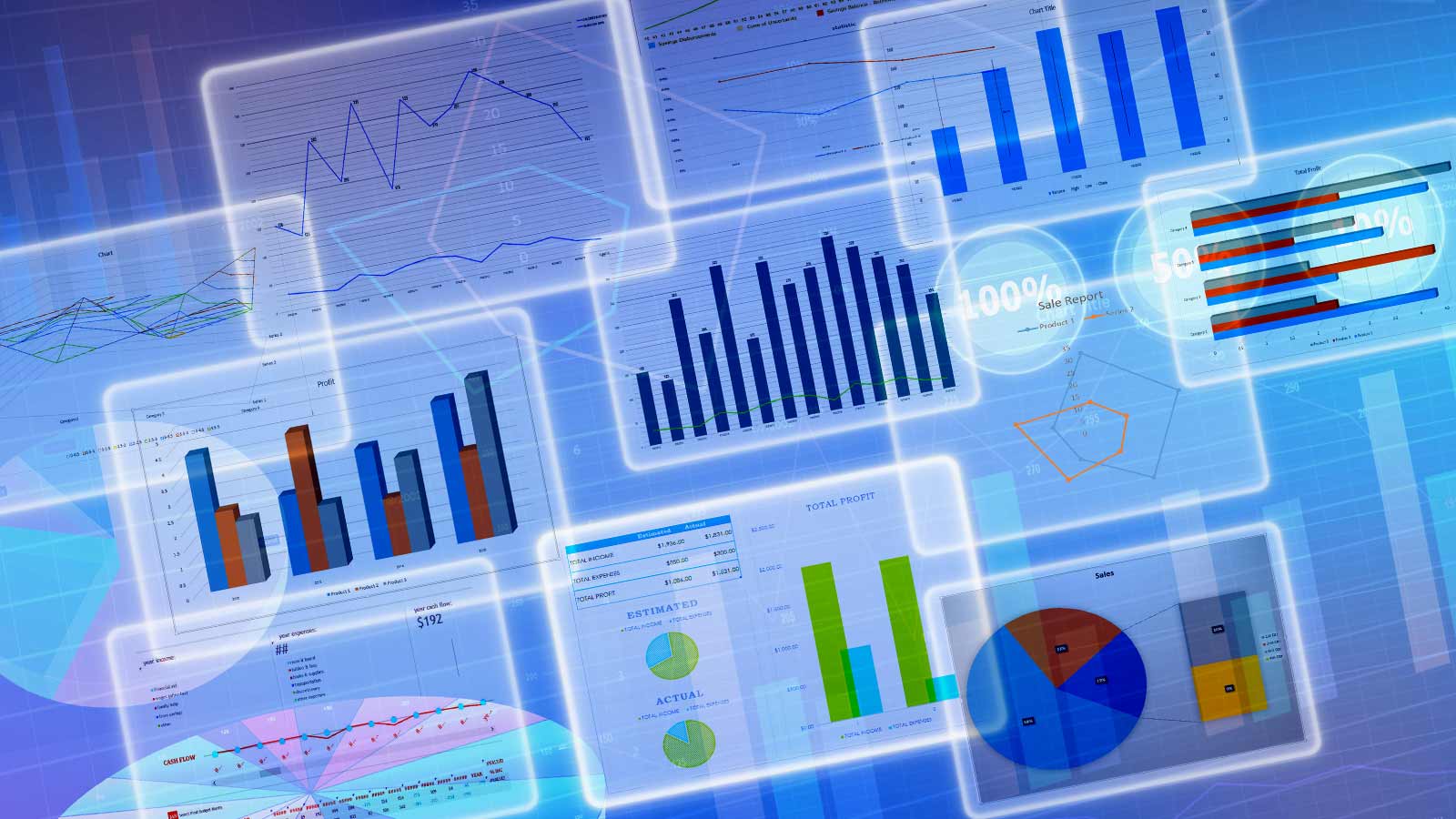 A collage of charts and graphs