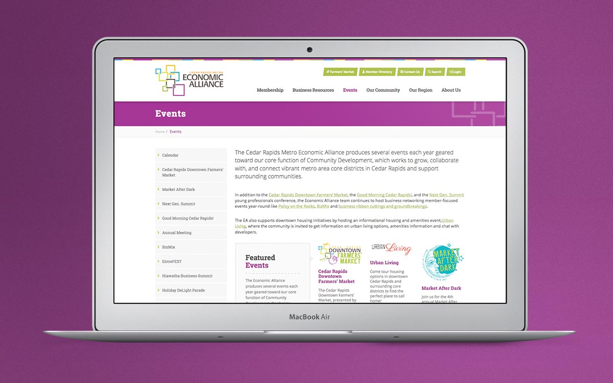CRMA website on a Laptop