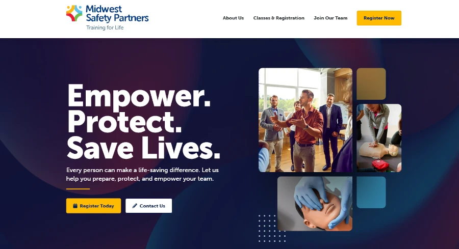 The top of the Midwest Safety Partners website