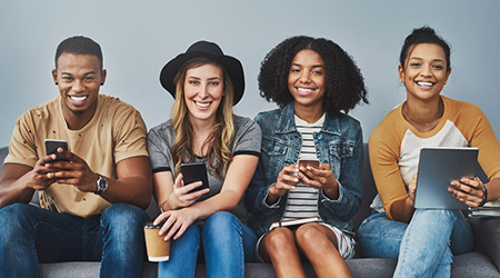 A group of Gen Z consumers sitting together