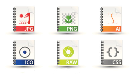 Examples of various file formats used by web designers