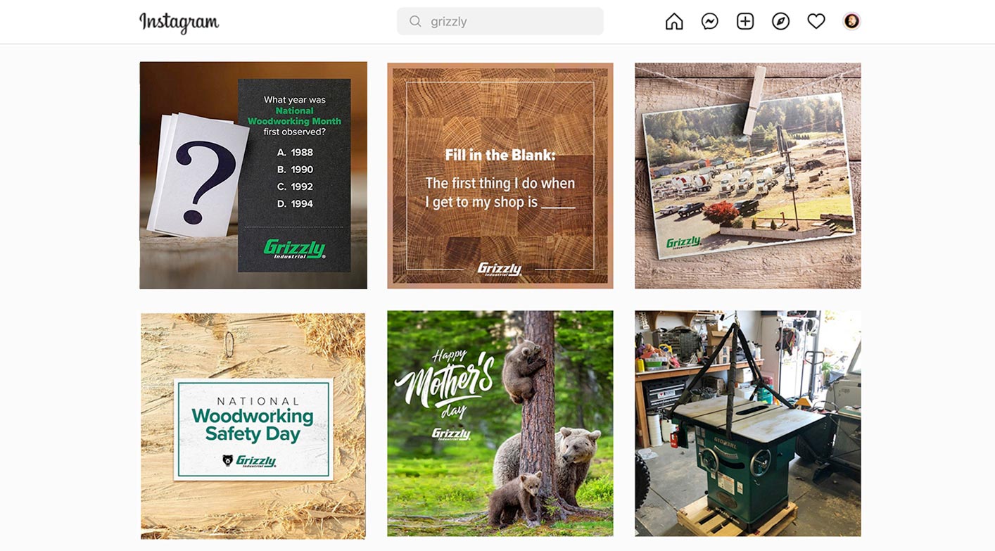 Instagram work for Grizzly Industrial