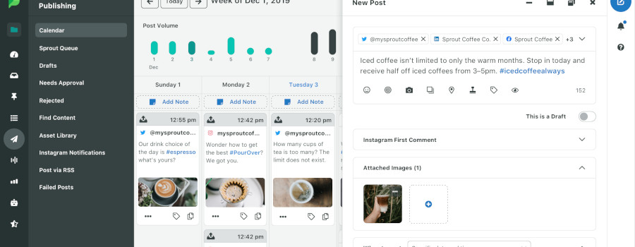 Sprout Social social media publishing screenshot