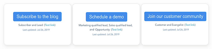 An example of customized CTA buttons in hubspot
