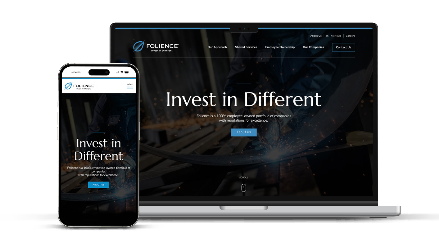 The redesigned Folience homepage