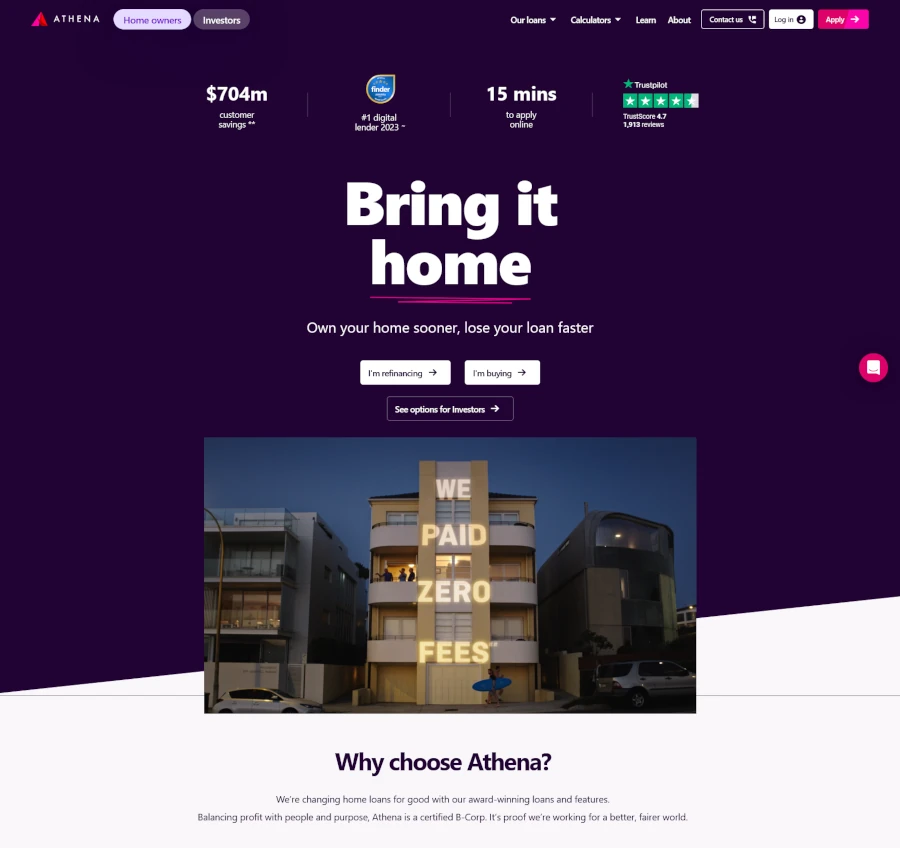 Athena homepage example