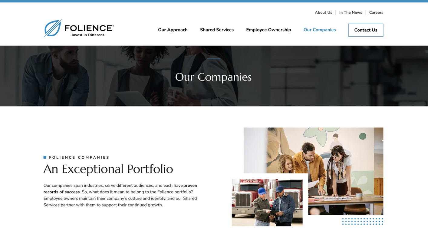 A detail page on the new Folience webpage