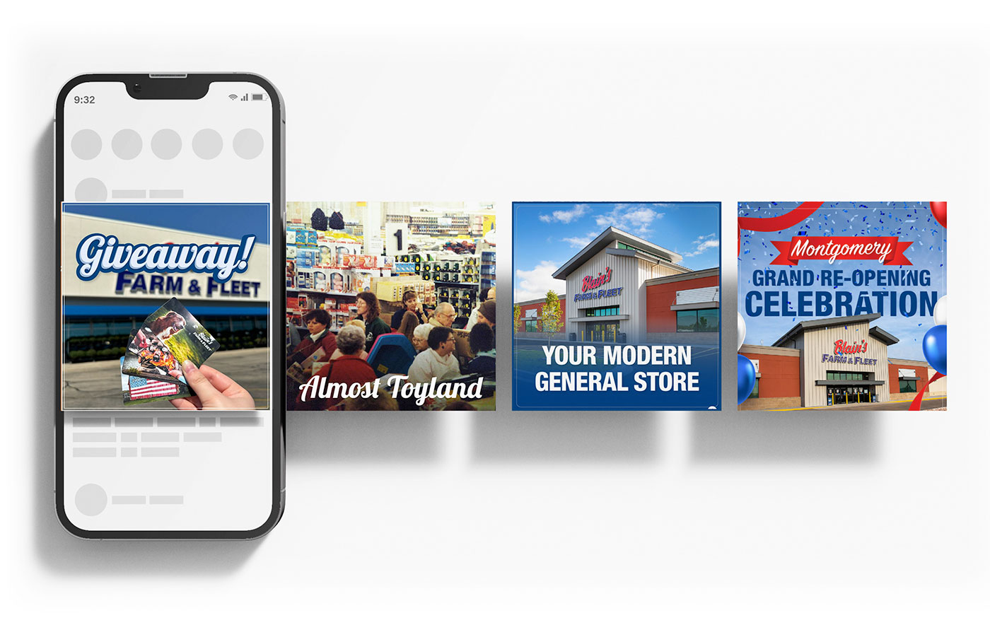 Examples of Blain's Farm and Fleet advertisements on a digital device