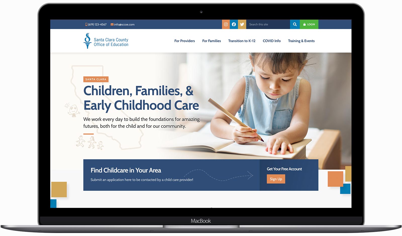 The Santa Clara County Office of Education website is displayed on a macbook