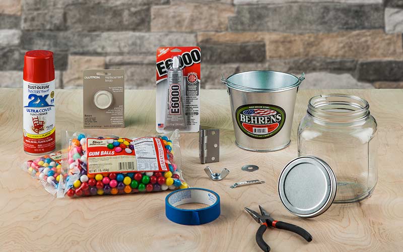 Items for a crafting project are carefully set about a table