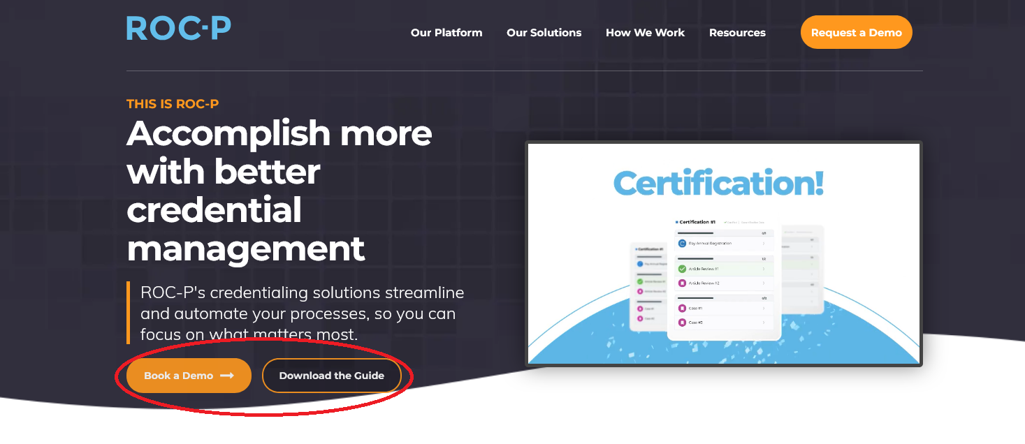 ROC-P CTA examples at top of website