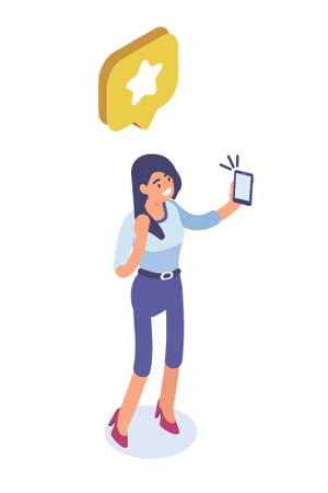 Illustrated cartoon of a person using a smart phone