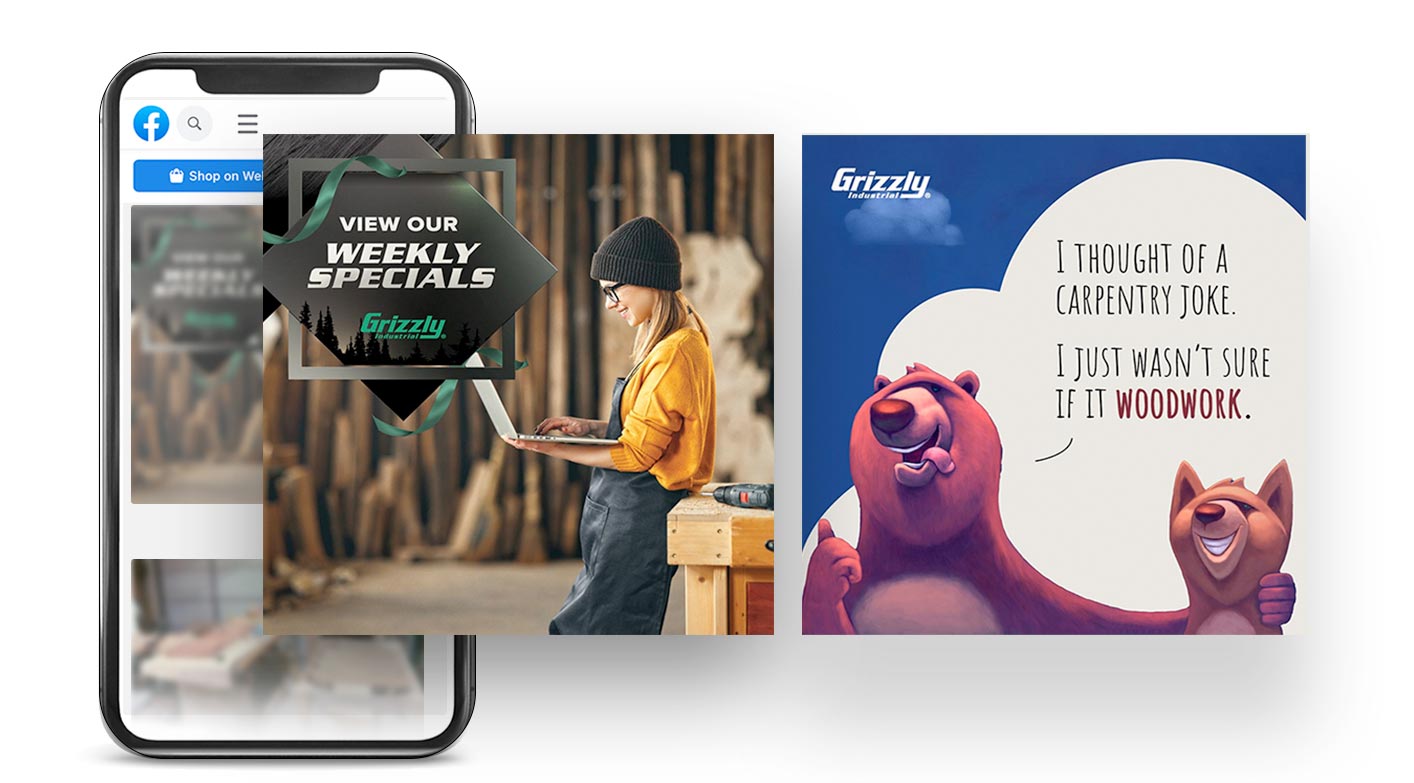An example of social media Facebook work for Grizzly