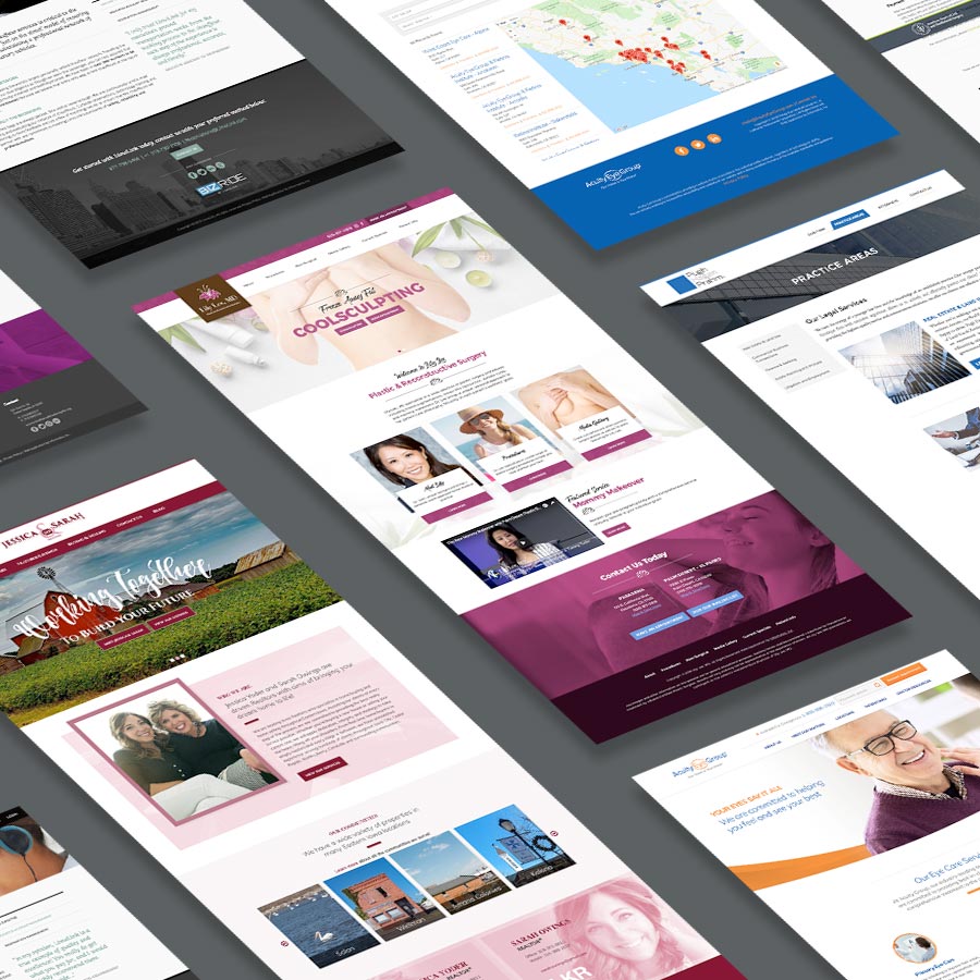 Isometric view of various web design projects