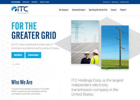A screenshot of the new ITC Holdings website by Informatics