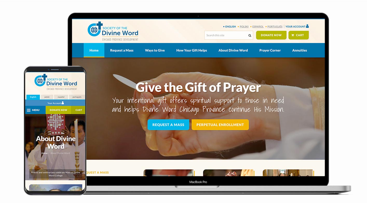 A screenshot of the Divine Word Gifts ecommerce web design