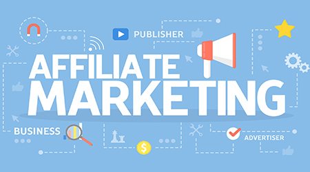 affiliate marketing blue background 