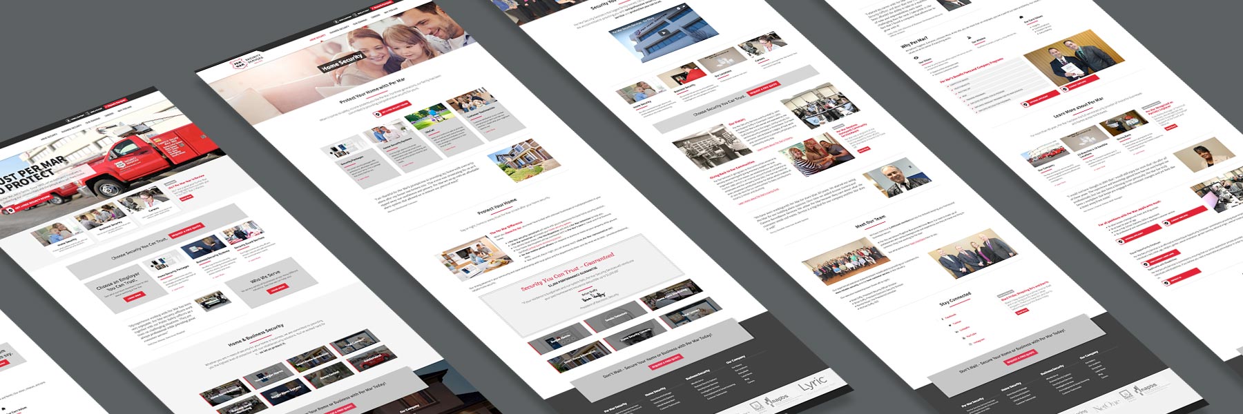 A perspective layout of various pages of the PerMar webite
