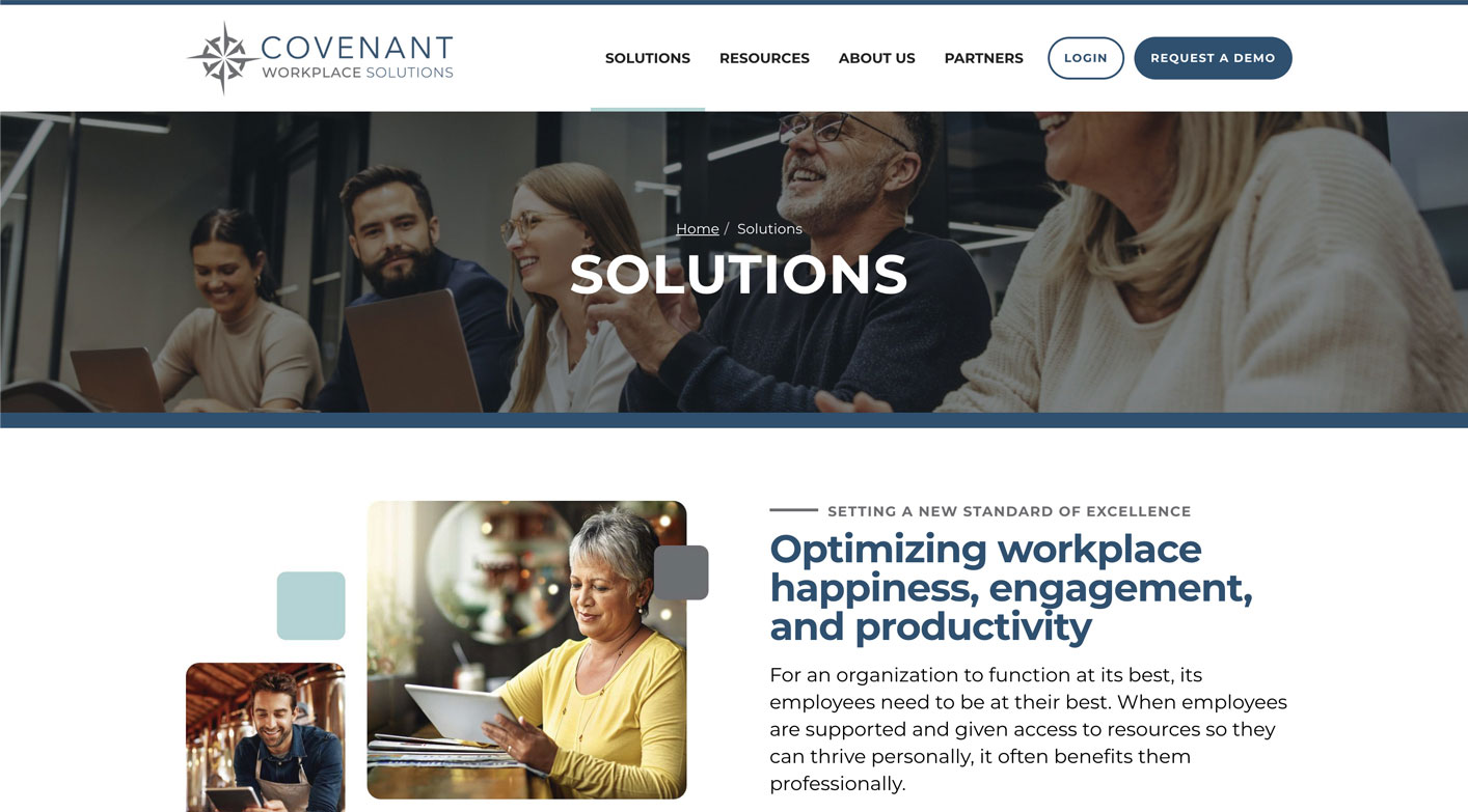 Screenshot of the Covenant Workplace Solutions homepage