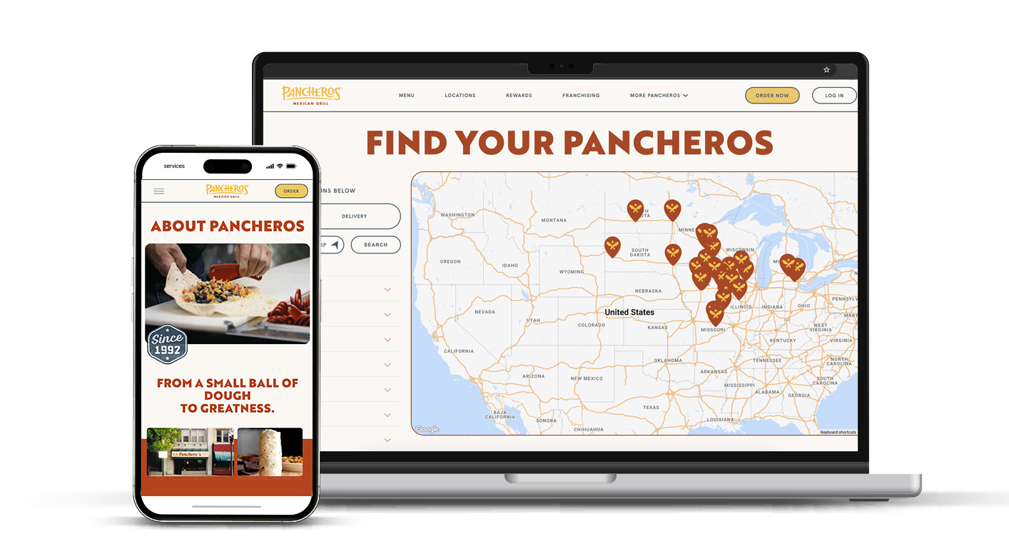 A map display on the Pancheros website
