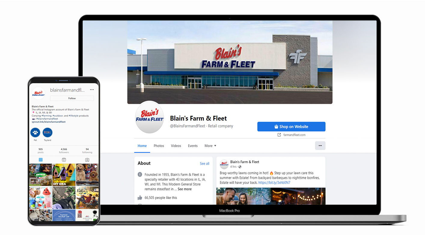 A Blain's Farm & Fleet Facebook page
