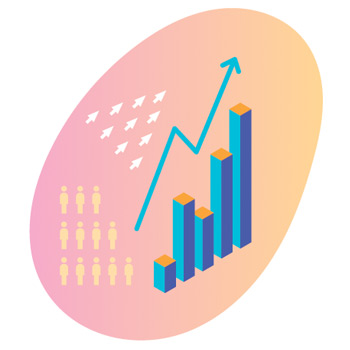 Illustrated water color icon of chart